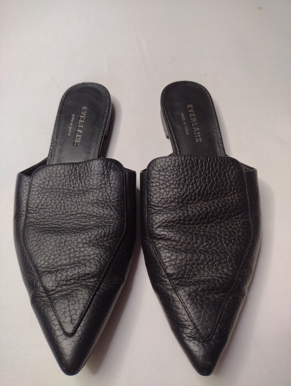 Everlane Boss Mule 7.5 Pebbled Leather Pointed Toe Slip On Made In Italy RR